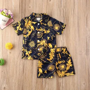 0-5Y Kids Baby Boy Clothes Boho Summer Floral Print Sets 2Pcs Short Sleeve Shirt Shorts Child Boy Beach Wear Casual Outfits