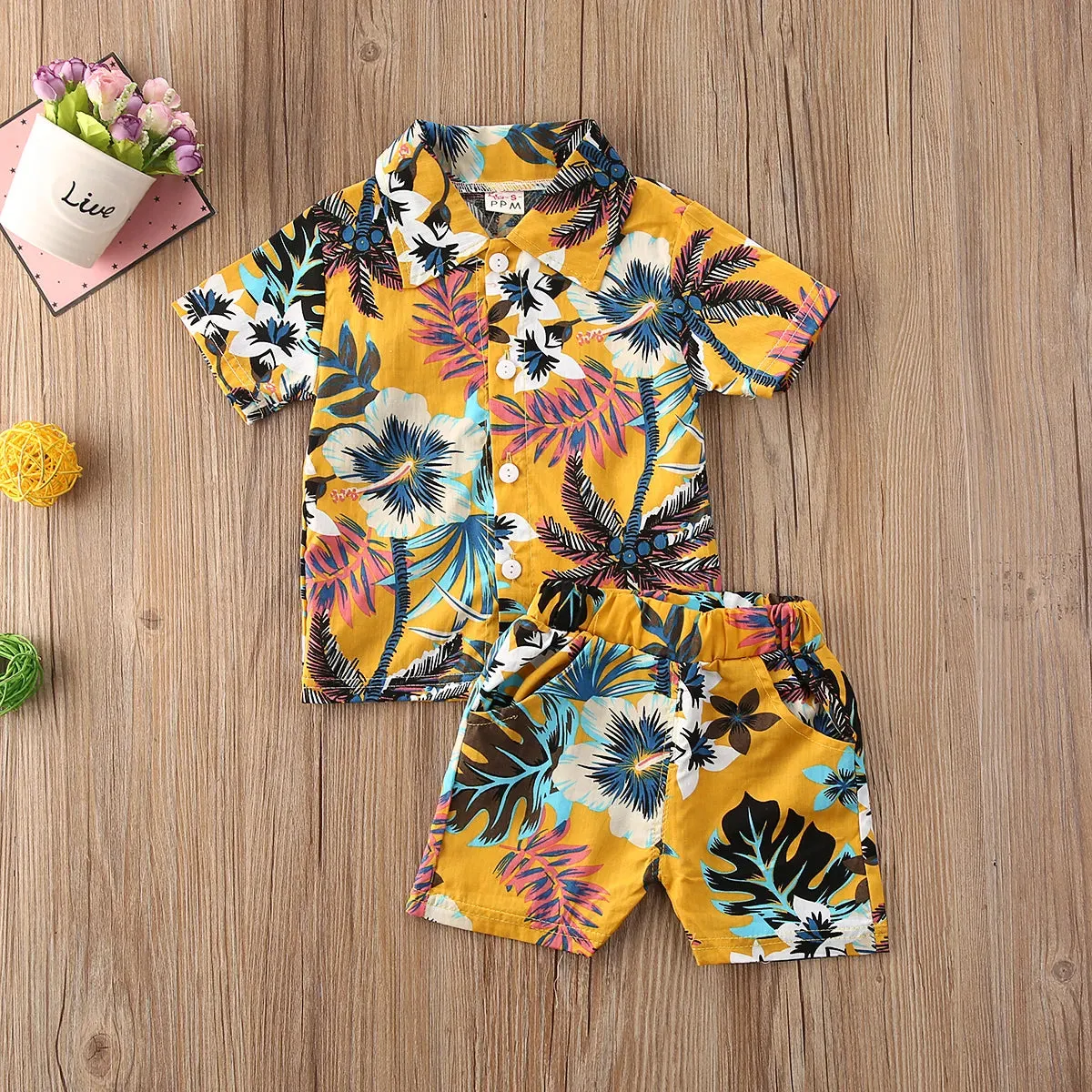 0-5Y Kids Baby Boy Clothes Boho Summer Floral Print Sets 2Pcs Short Sleeve Shirt Shorts Child Boy Beach Wear Casual Outfits