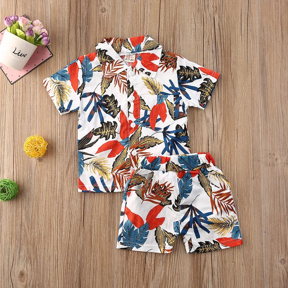 0-5Y Kids Baby Boy Clothes Boho Summer Floral Print Sets 2Pcs Short Sleeve Shirt Shorts Child Boy Beach Wear Casual Outfits