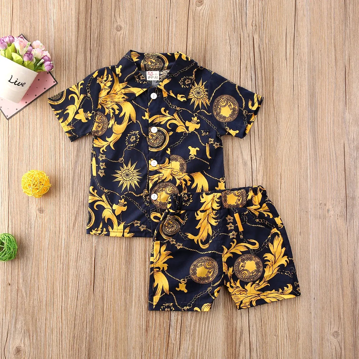 0-5Y Kids Baby Boy Clothes Boho Summer Floral Print Sets 2Pcs Short Sleeve Shirt Shorts Child Boy Beach Wear Casual Outfits