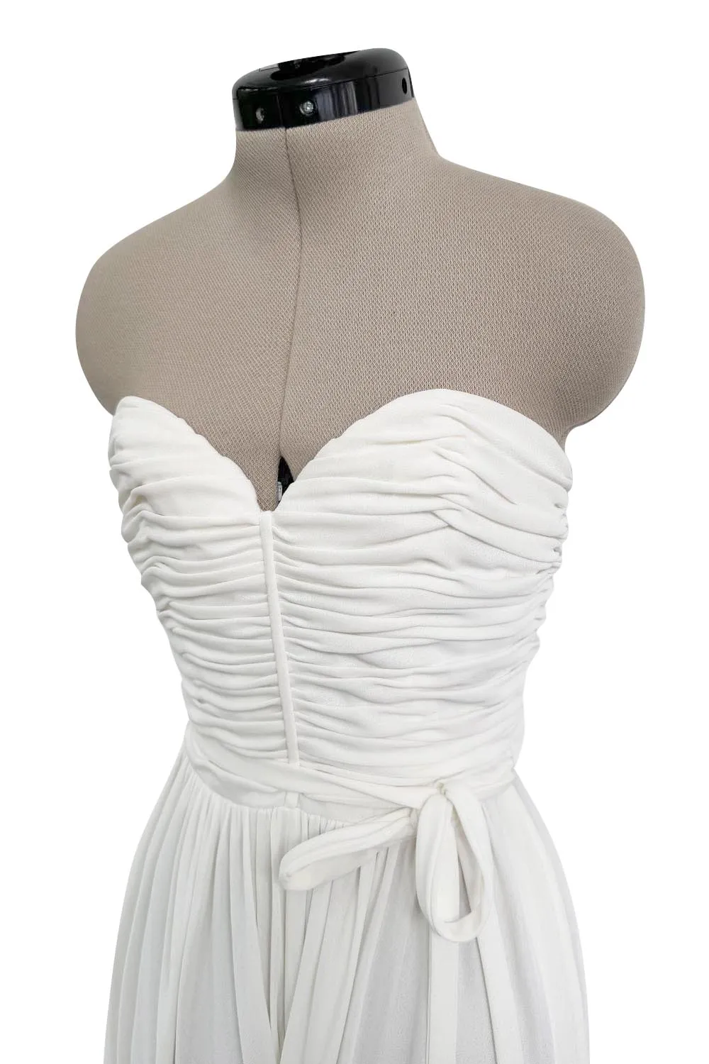1970s Loris Azzaro White Silk Jersey Strapless Jumpsuit w Draped Pants