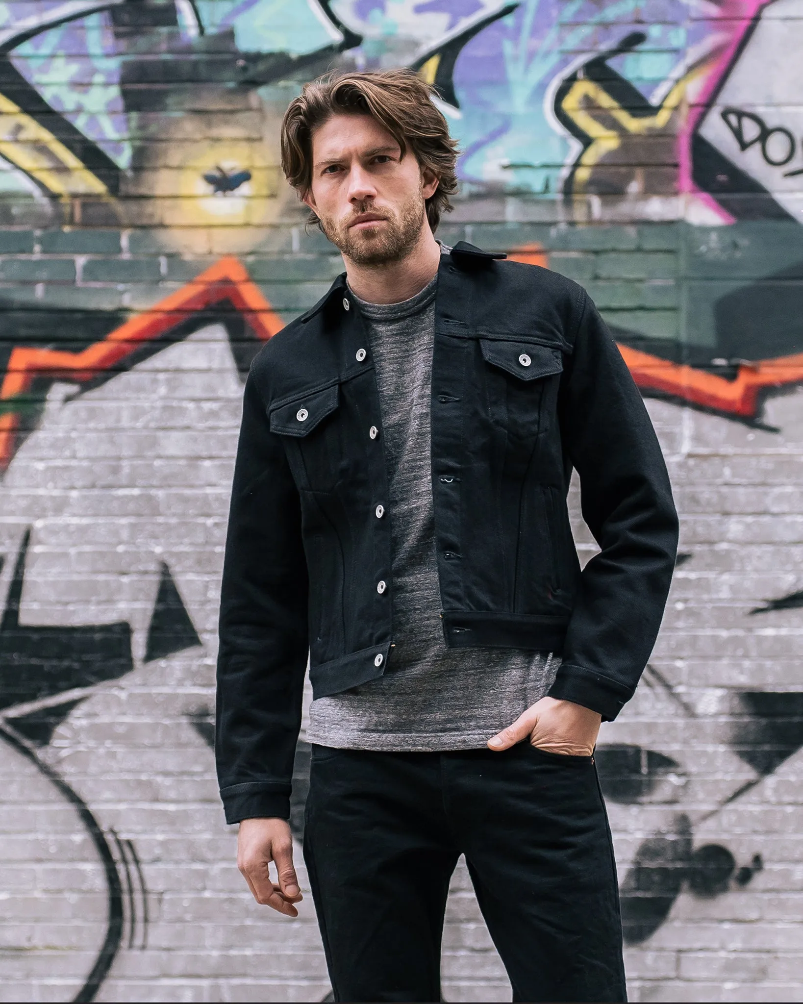 21oz Selvedge Denim Modified Type III Jacket - Superblack (Fades To Grey)