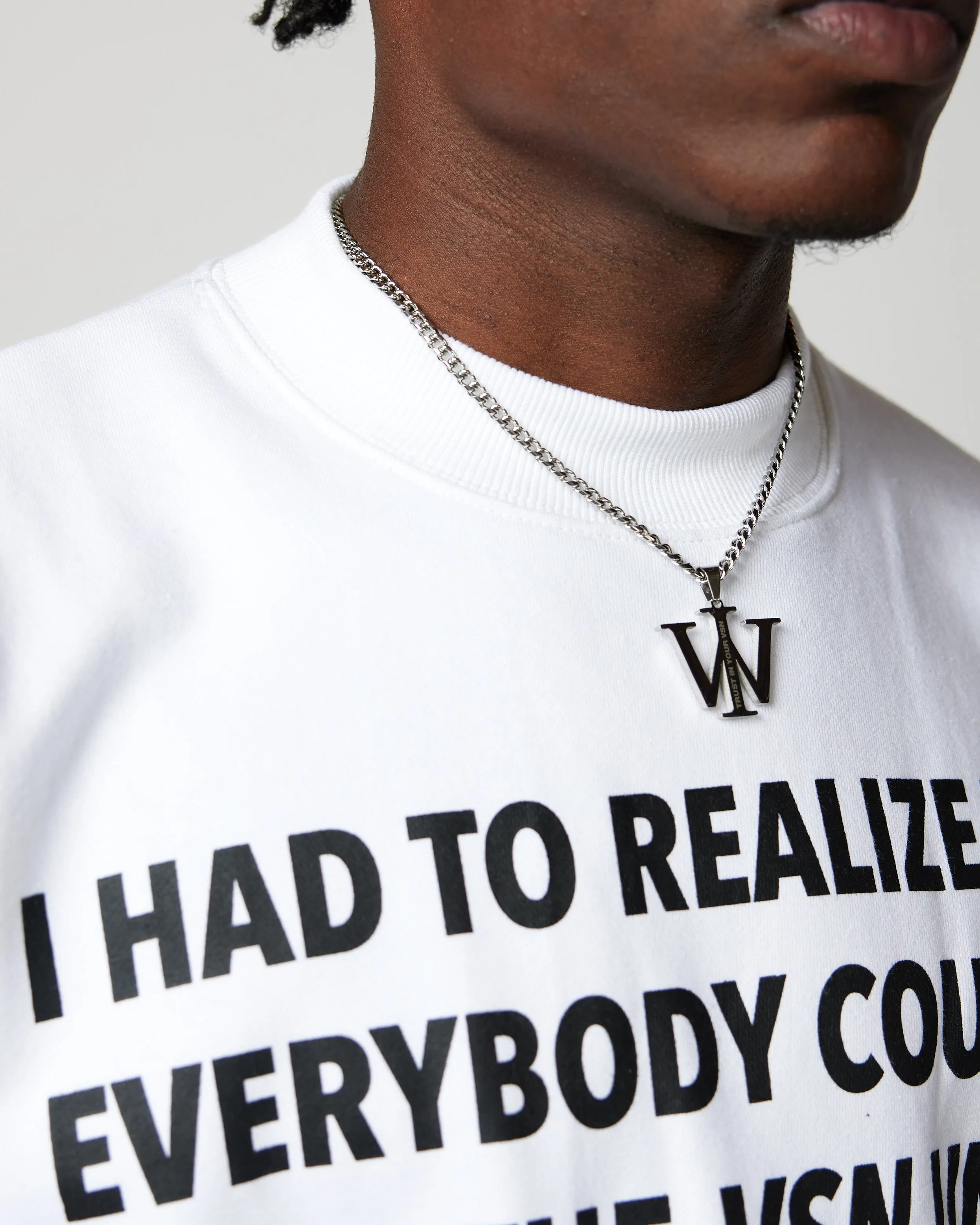 “3D WI” Cropped Sleeve Crewneck Tee (White)