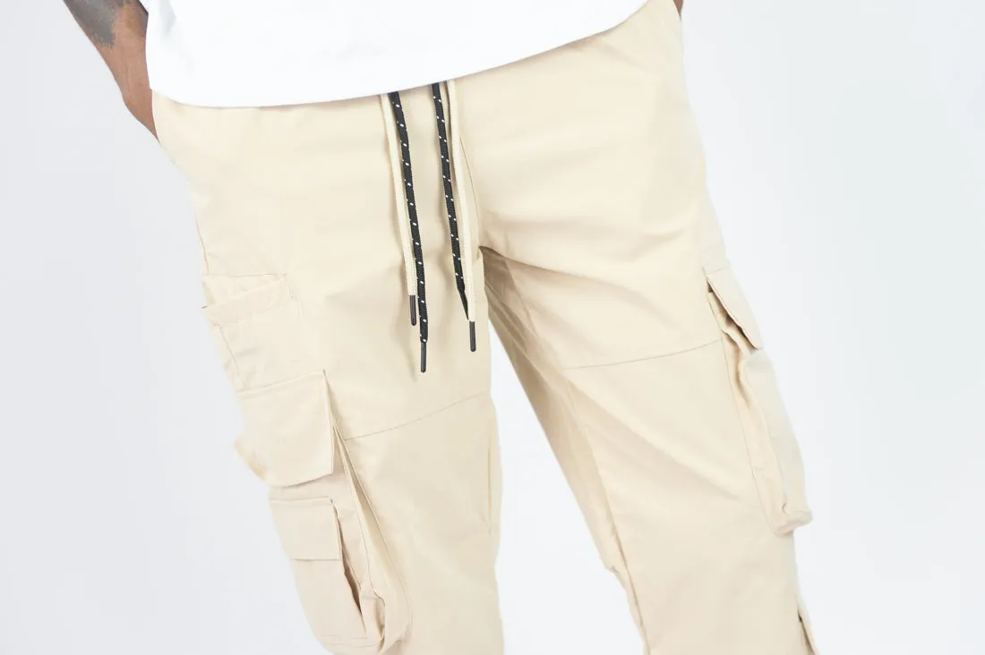 459R Double Cords Nylon Cargo Pants - Khaki