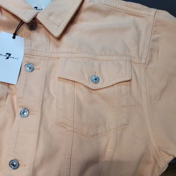 7 for All Mankind Cropped Trucker Denim Jacket Women's XL