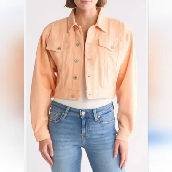 7 for All Mankind Cropped Trucker Denim Jacket Women's XL