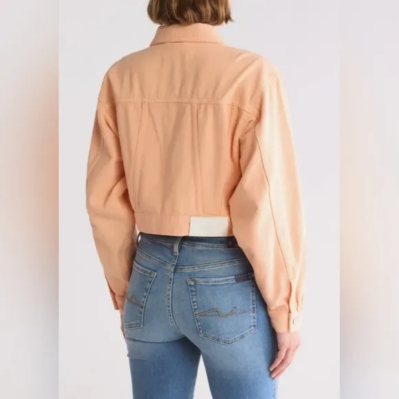 7 for All Mankind Cropped Trucker Denim Jacket Women's XL