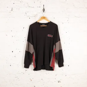 Adidas V Neck 90s Waffle Long Sleeve T Shirt - Black - XL
