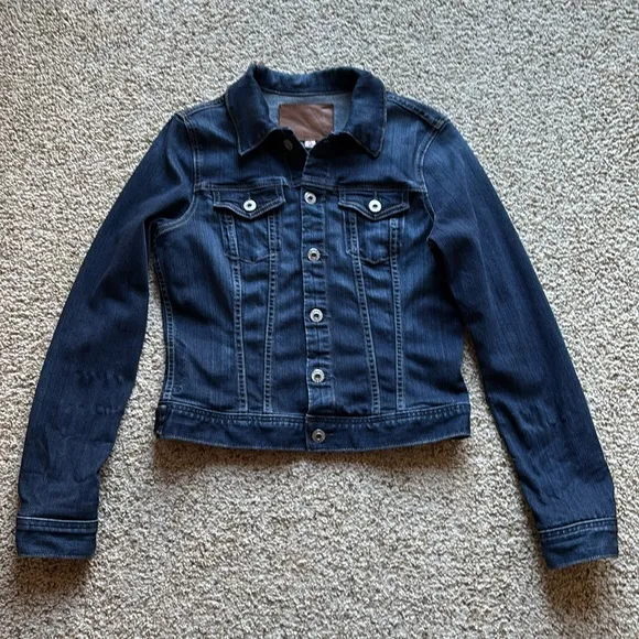 Adriano Goldschmied AG Dark Wash Robyn Denim Trucker Jacket Made in USA Sz S