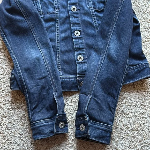 Adriano Goldschmied AG Dark Wash Robyn Denim Trucker Jacket Made in USA Sz S