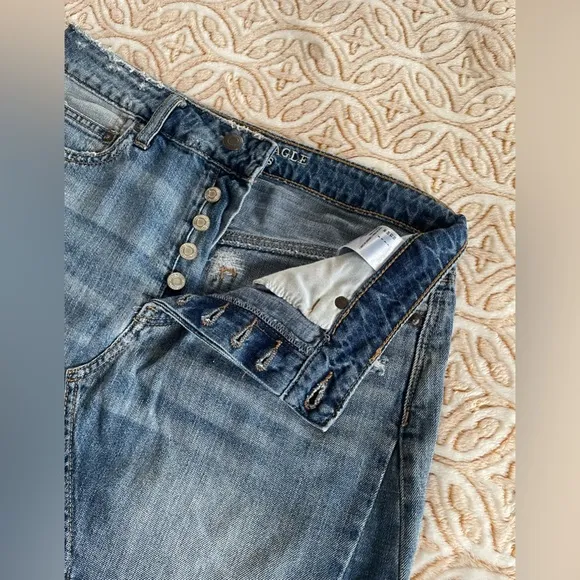 AEO Rip &amp; Repair Hi-Rise Vintage Festival Denim Mini Skirt