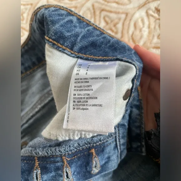 AEO Rip &amp; Repair Hi-Rise Vintage Festival Denim Mini Skirt