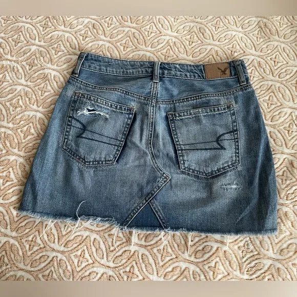 AEO Rip &amp; Repair Hi-Rise Vintage Festival Denim Mini Skirt