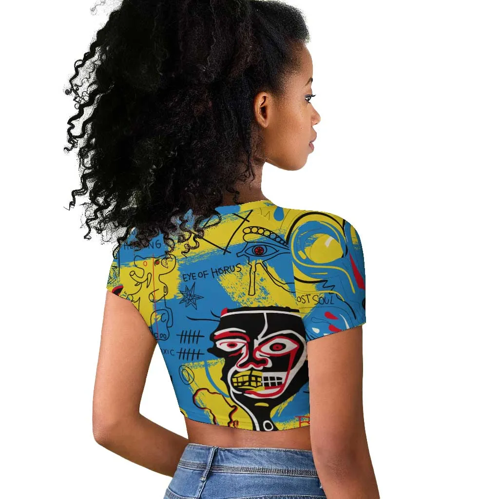 African Art Viva Underground Psychedelic Vintage Style Raglan Cropped T shirt DT02