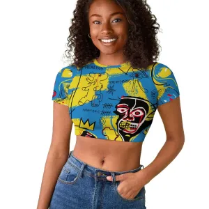 African Art Viva Underground Psychedelic Vintage Style Raglan Cropped T shirt DT02