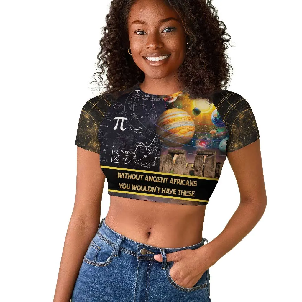 Afro Egyptian Pyramids Raglan Cropped T shirt Ancient African Achievements Galaxy DT04