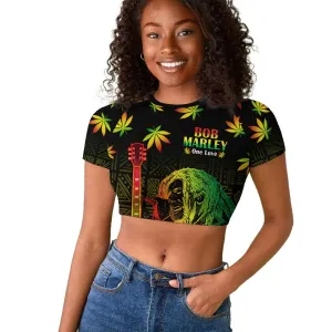 Afro Jamaica Legend Bob Day Raglan Cropped T shirt One Love Jamaican Reggae African Pattern LT14