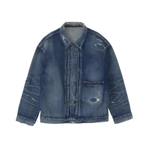 AGING TYPE-I DENIM TRUCKER (DAMAGED AND REPAIRED FINISH)