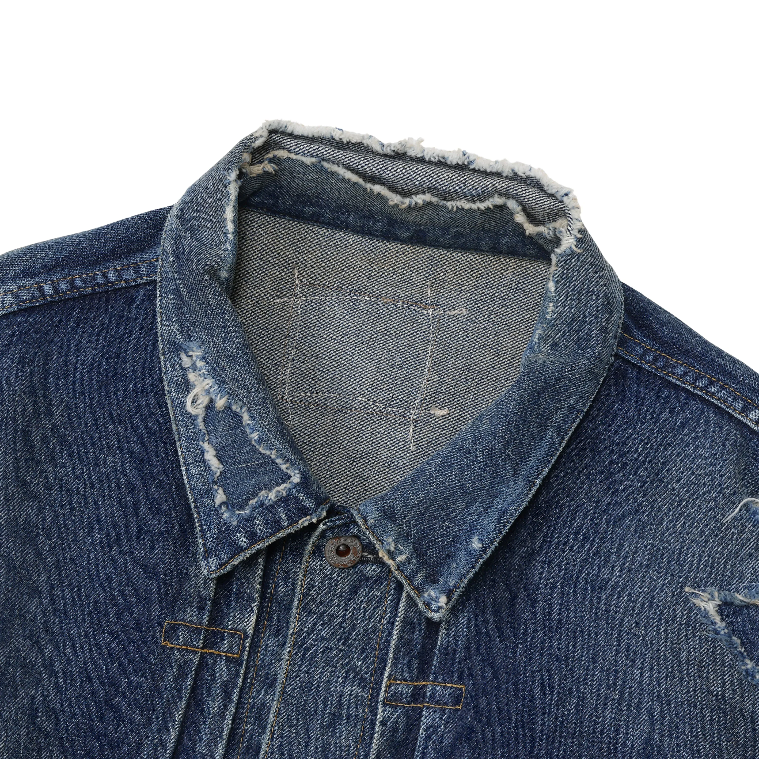 AGING TYPE-I DENIM TRUCKER (DAMAGED AND REPAIRED FINISH)