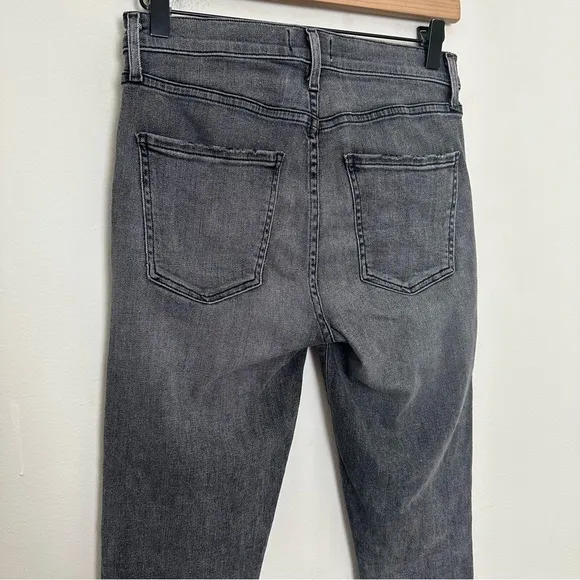 AGOLDE- Sophie High Rise Skinny Jeans Amplify Grey Denim Raw Hem Distressed