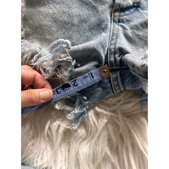 Agolde Women's Denim Parker‎ Distressed Cut-Off Shorts Raw Hem Blue Size 29