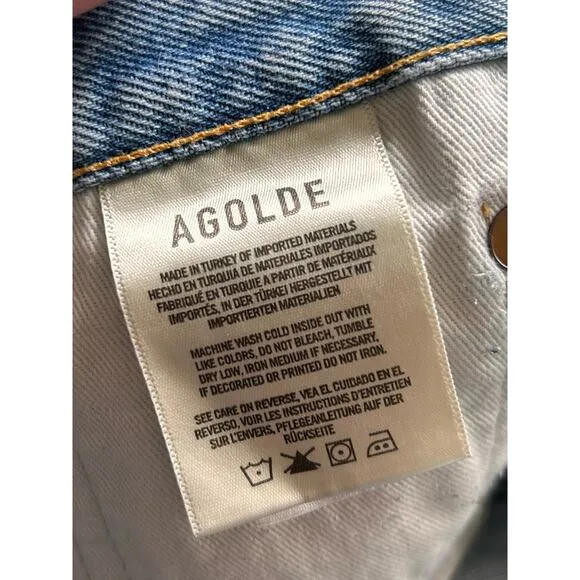 Agolde Women's Denim Parker‎ Distressed Cut-Off Shorts Raw Hem Blue Size 29