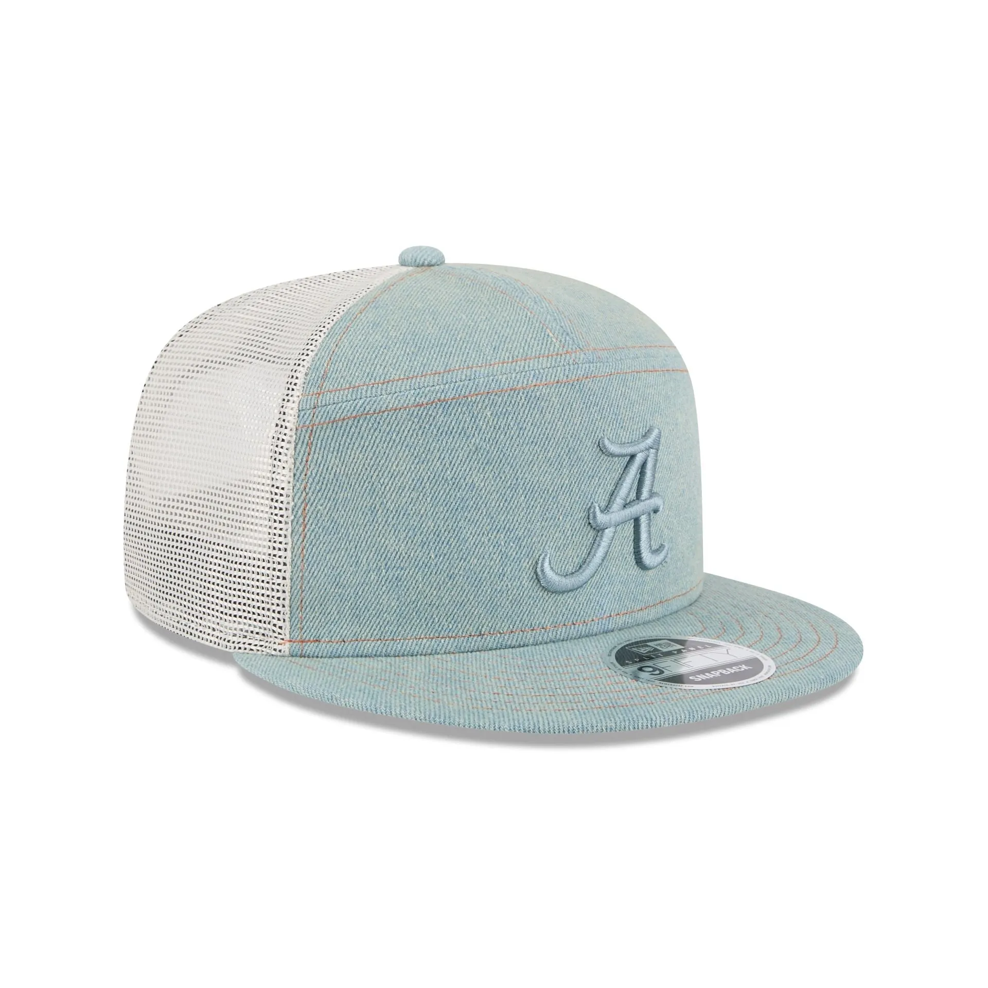Alabama Crimson Tide Denim 9FIFTY Split Panel Trucker Hat