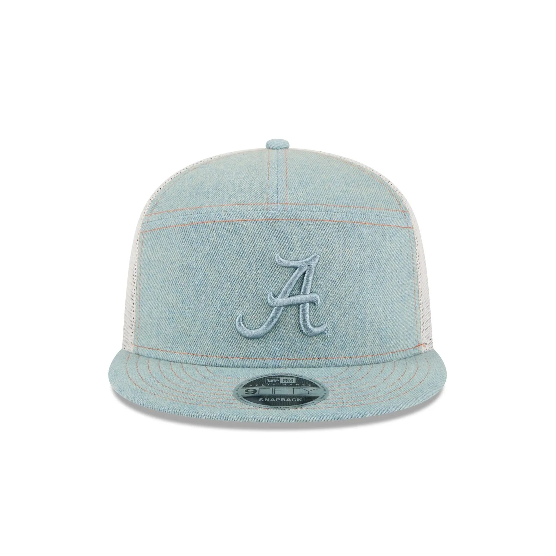 Alabama Crimson Tide Denim 9FIFTY Split Panel Trucker Hat