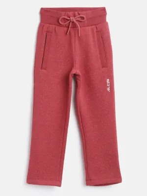 Alcis Girls Red Solid Knitted Track Pants