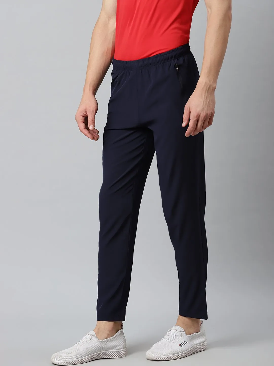 Alcis Men Navy Blue Solid Track Pants