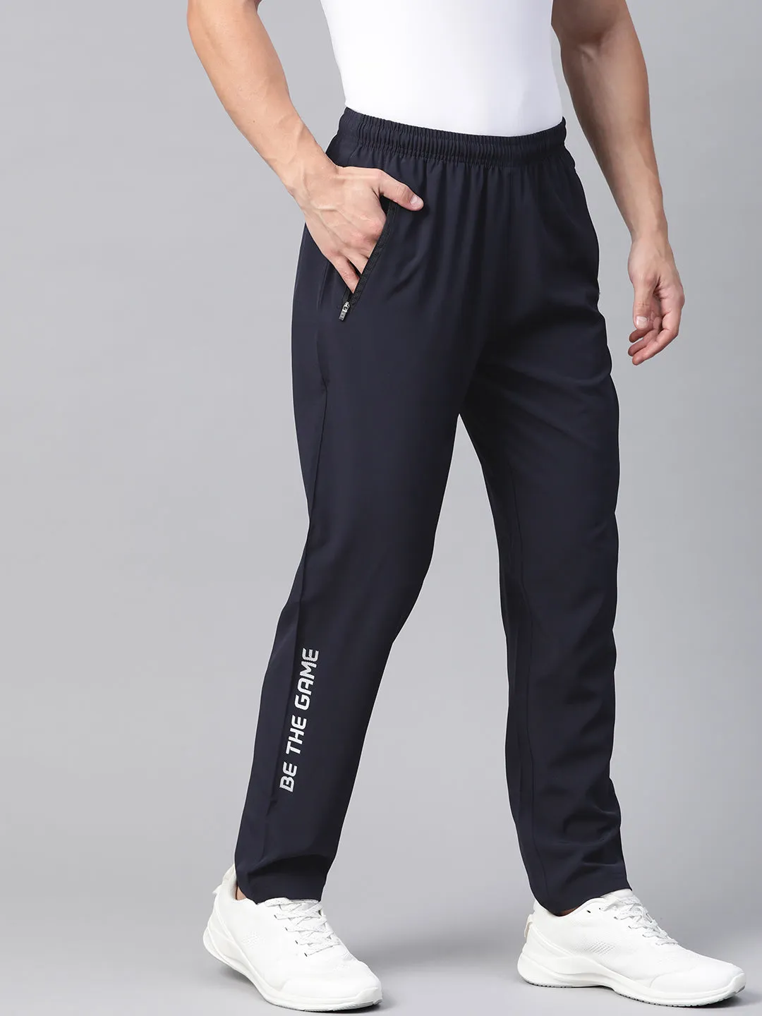 Alcis Men Navy Blue Solid Track Pants