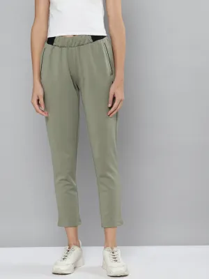 Alcis Women Olive Green Solid Slim Fit Track Pants