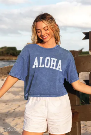 Aloha Cropped Tee Denim