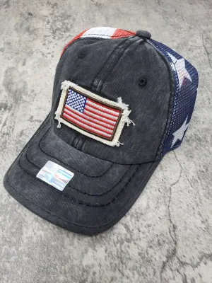 American Flag Trucker Hat with Patch