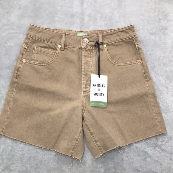 Articles of Society 2 Pair Tan &amp; Cream Demin Shorts Size 26 New