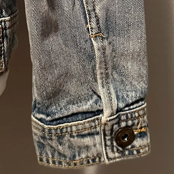 Articles of Society Women's Liz Fleece-Trim Denim Jean Jacket Size Medium