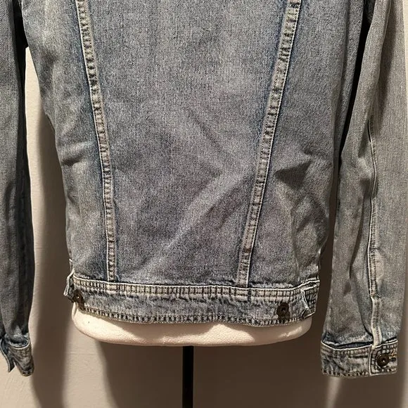 Articles of Society Women's Liz Fleece-Trim Denim Jean Jacket Size Medium