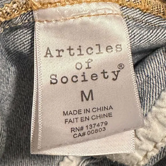 Articles of Society Women's Liz Fleece-Trim Denim Jean Jacket Size Medium