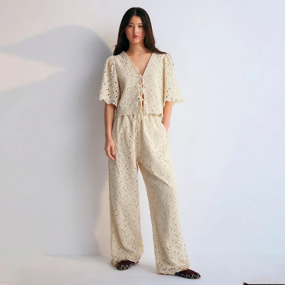 Atenea Woman's Blouse & Pants Set | Macadamia