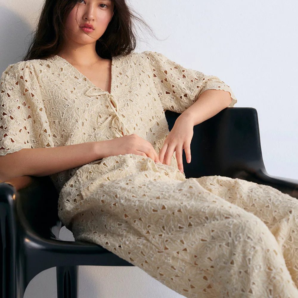 Atenea Woman's Blouse & Pants Set | Macadamia