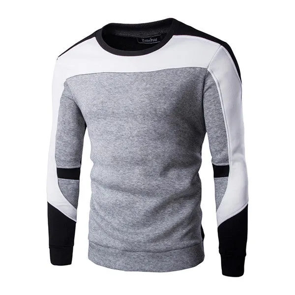 Autumn Fashion Casual Sweatshirt O-Neck Patchwork Slim Fit Knitting Mens Hoodies And Pullovers Men Pullover 9238