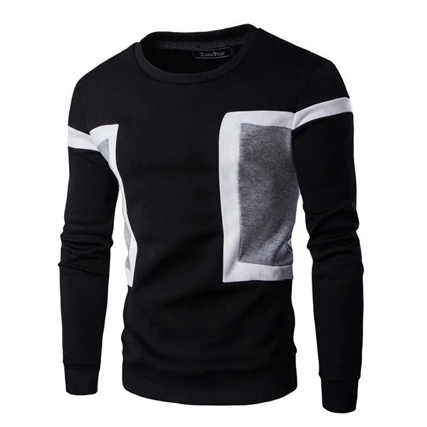 Autumn Fashion Casual Sweatshirt O-Neck Patchwork Slim Fit Knitting Mens Hoodies And Pullovers Men Pullover 9238