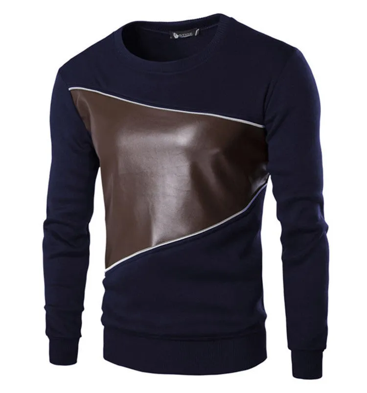 Autumn Fashion Casual Sweatshirt O-Neck Patchwork Slim Fit Knitting Mens Hoodies And Pullovers Men Pullover 9238