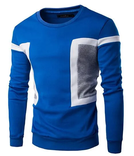 Autumn Fashion Casual Sweatshirt O-Neck Patchwork Slim Fit Knitting Mens Hoodies And Pullovers Men Pullover 9238