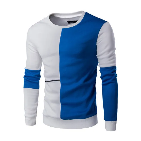 Autumn Fashion Casual Sweatshirt O-Neck Patchwork Slim Fit Knitting Mens Hoodies And Pullovers Men Pullover 9238