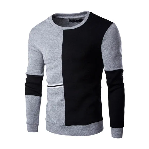 Autumn Fashion Casual Sweatshirt O-Neck Patchwork Slim Fit Knitting Mens Hoodies And Pullovers Men Pullover 9238