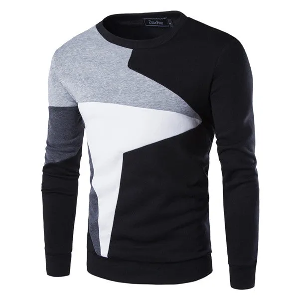Autumn Fashion Casual Sweatshirt O-Neck Patchwork Slim Fit Knitting Mens Hoodies And Pullovers Men Pullover 9238