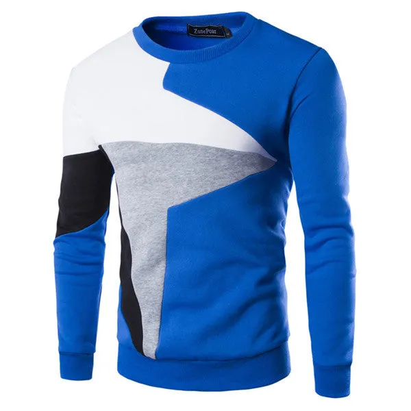 Autumn Fashion Casual Sweatshirt O-Neck Patchwork Slim Fit Knitting Mens Hoodies And Pullovers Men Pullover 9238