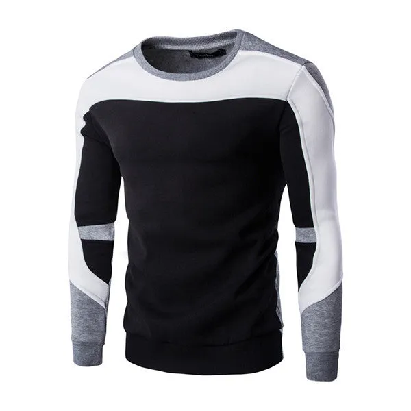 Autumn Fashion Casual Sweatshirt O-Neck Patchwork Slim Fit Knitting Mens Hoodies And Pullovers Men Pullover 9238