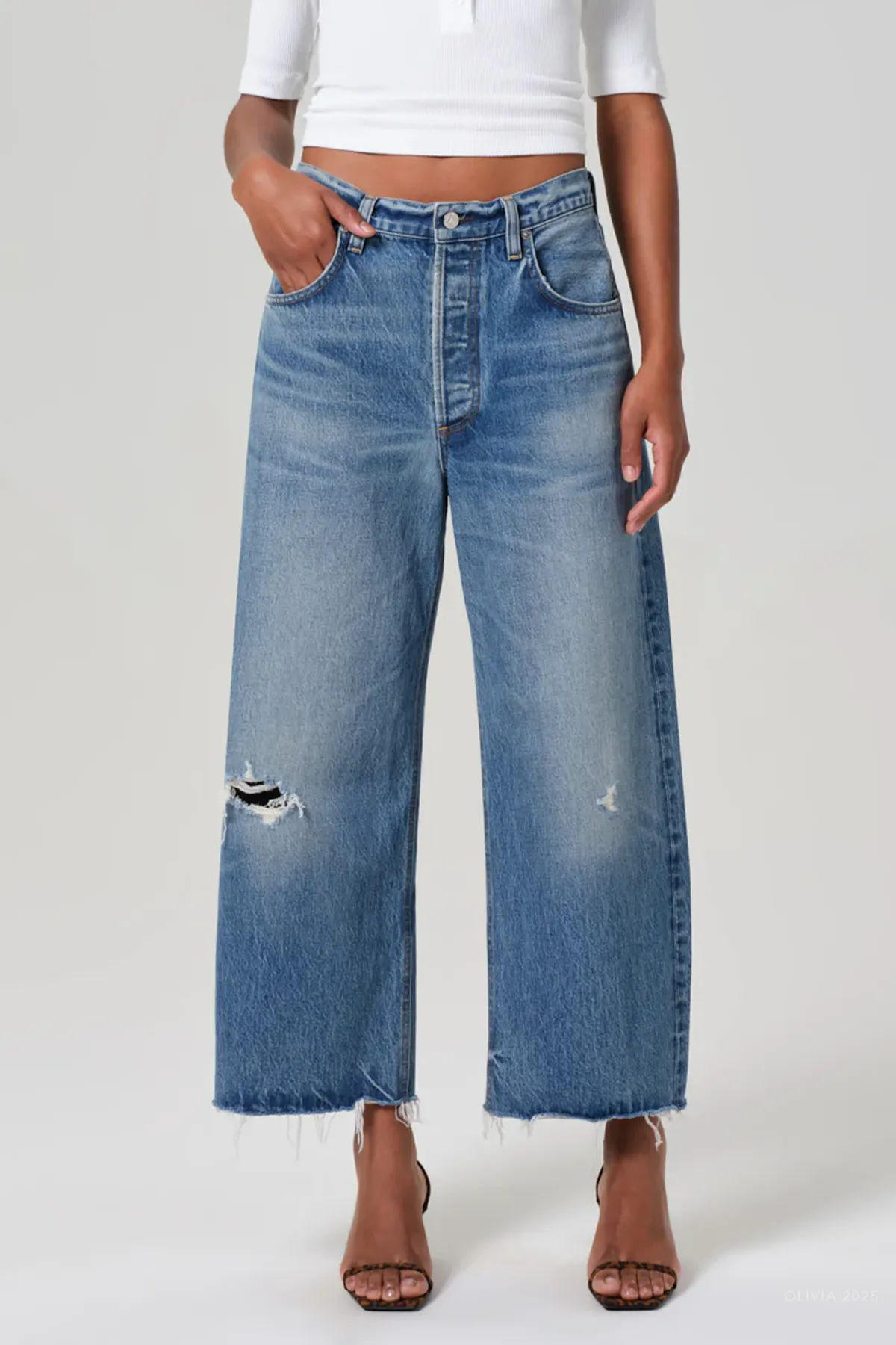 Ayla Raw Hem Crop in Solano